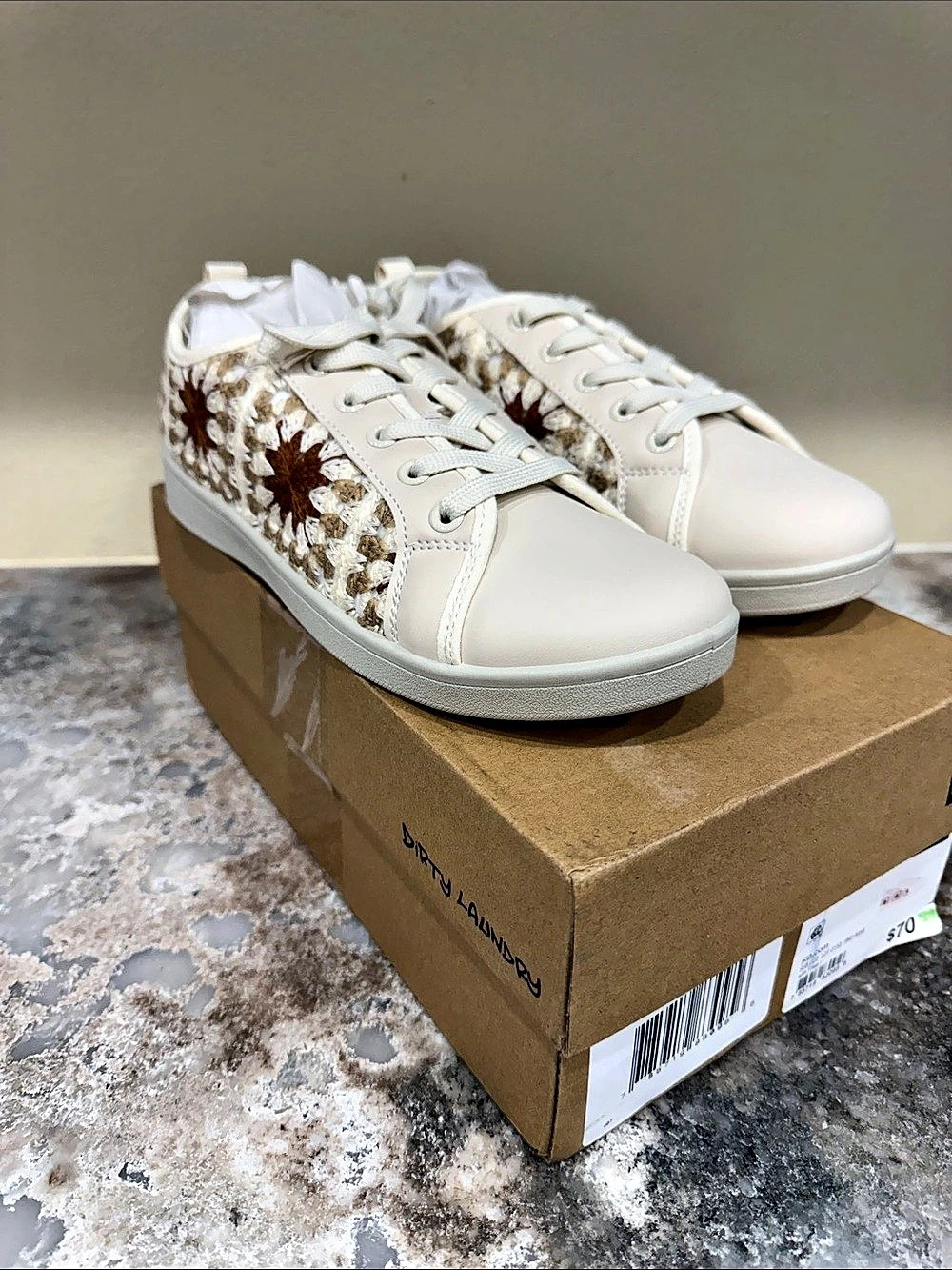 Dirty Laundry Rambling Crochet Platform Sneaker Sneakers White & Brown